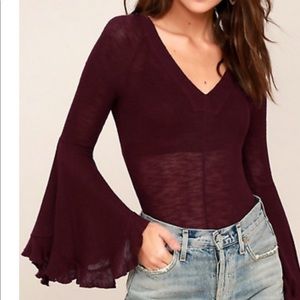 Red V Neck Blouse